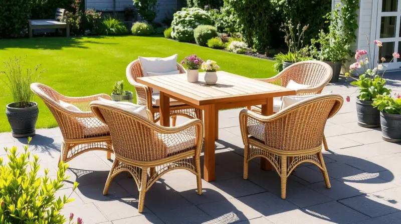 Rattan-Holz Kombination für den Garten