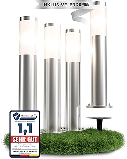 MATO 4x Wegeleuchten Außen mit Erdspieß – E27 Fassung, Höhe 50 cm – Outdoor Pollerleuchte aus …
