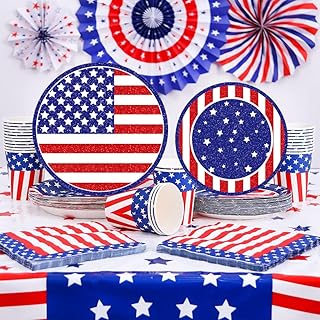 65-teiliges Party-Set USA 16 Gäste USA 4. Juli Amerikanische Party Geschirr Set für Amerikanisc…