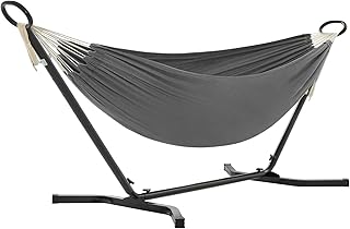SONGMICS Hängematte, 210 x 150 cm, auf 5 Verschiedene Höhen verstellbar, Gestell aus Metall, bi…