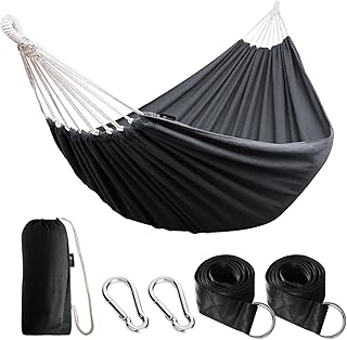 ANYOO Hängematte Outdoor Baumwolle Bequemer Stoff mit Baumfreundlichen Gurten zum Aufhängen, Ro…