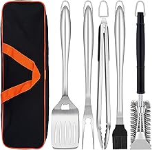 Herogo Grillbesteck Set, 6-teilig Edelstahl Grill Zubehör mit Tragetasche, Grillwerkzeug-Set mit…