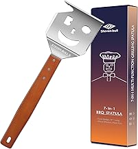 7 in 1 grillspachtel für Barbecue Grill, Multifunktion Grillbesteck mit Holzgriff, Eingebaute gr…