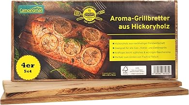 Campingman XXL Räucherbretter aus Hickoryholz – 4er Pack Aroma-Grillbretter | Für Gas-, Kohle…