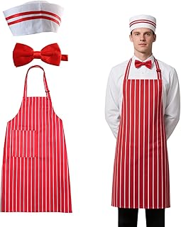 3Pcs Schürze und Kochmütze Set für Männer Frauen Koch Outfit mit Taschen für BBQ, Küche und…