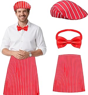 3Pcs Schürze und Kochmütze Set für Männer Frauen Koch Outfit mit Taschen für BBQ, Küche und…