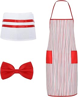 GLEEMEN Schürze und Kochmütze Set, Kellner Kostüm Damen Herren, 50er Jahre Koch Outfit Erwachs…