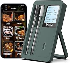Fleischthermometer Kabelloses Bluetooth mit 2 Sonden, LCD-Display, APP-Steuerung, Grillthermomete…