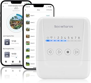 Snowtaros 8-Zonen Bewässerungssteuerung, 8 Ausgänge Bewässerungscomputer mit APP-Steuerung, Lo…