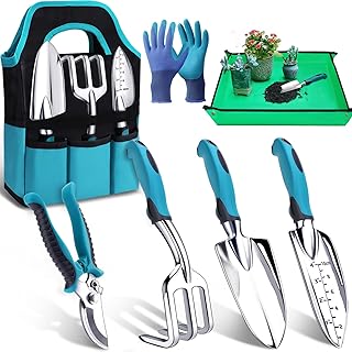 Kynup Gartenwerkzeug-Set, 7 Stück Garten Hand Werkzeuge, Rost-Sicht Gartenarbeit Set mit dauerha…