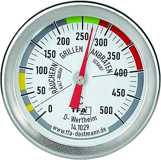 TFA Dostmann 141029 BBQ Thermometer, Analog, 14.1029, zur Garraumtemperaturmessung, für den Gril…