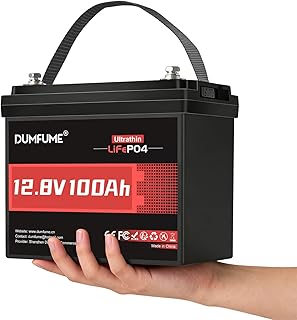 Ultraflach 12V 100Ah LiFePO4 Lithium Batterie mit 100A BMS 1,28kWh – Hohe Energiedichte Solar Akk…