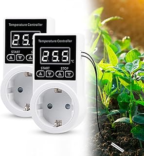 2 Stück Thermostat Steckdose, Temperaturregler, Digitaler Temperaturregler mit Fühler, Wasserdi…