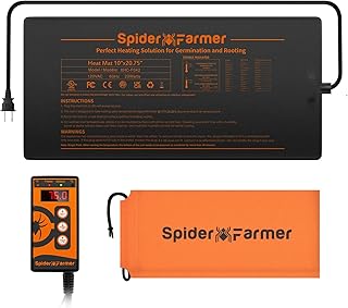 Spider Farmer Heizmatte für Pflanzen, Wärmematte Set mit Thermostatregler für Sämling Germina…