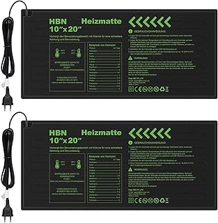HBN Heizmatte 2er Set Wärmematte Wärmeplatte für Sämling und Samen, 17.5W, Zimmergewächshaus…