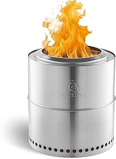 BURNHARD® Feuerschale Edelstahl 36 cm, inkl. Aufbewahrungstasche, Feuertonne, Feuerkorb, rauchar…