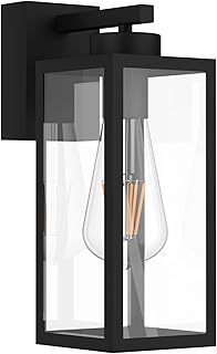 K-Bright Wandleuchte außen (Laterne) IP65 wasserdicht Schwarz (1 flammig, E27) Vintage Outdoor W…