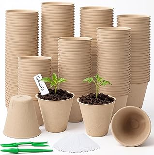 100 Stück 6cm Anzuchttöpfe, Biologisch Abbaubare Anzucht-Töpfe, Pflanztöpfe mit 100pcs Kunsts…
