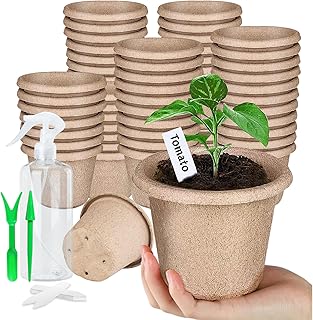 50 Stück Anzuchttöpfe 11cm Biologisch Abbaubare Töpfe Torftöpfe Anzucht Saatgut Töpfe mit 10…