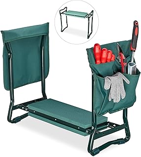 Relaxdays, grün Kniebank, weiches Kniekissen, 2 Taschen, klappbar, Kniehilfe Gartenarbeit, bis 1…