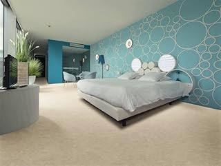 PVC Bodenbelag Vinylboden in sandfarbener Beton Optik, Zuschnitt (2m breit / 3m lang)