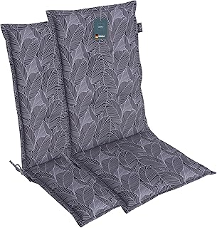 LILENO HOME Gartenstuhl Auflagen als [2er Set – Hochlehner] in Blätter Anthrazit – Bequeme Liege…