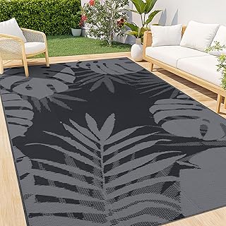 Homaxy Outdoor Teppich Wetterfest, Kunststoff Stroh Faltbar Waschbar UV-beständig Wendbar Balkon…