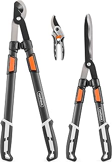 VonHaus 3-Teiliges Gartenscheren Set – Baumschere, Heckenschere, Gartenschere – Teleskopisch …