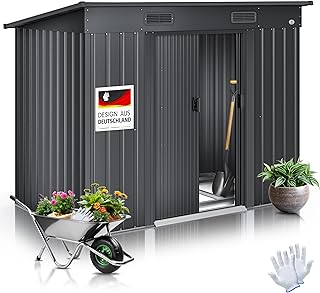KESSER® – Gerätehaus L Metall 4 m³ mit Fundament | 194x112x181 cm | 2X Schiebetür & Fundament…