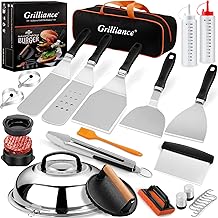 Grilliance 27-TLG Grillspachtel Plancha Zubehör für Männer, Teppanyaki BBQ Grillbesteck Set Ed…