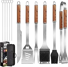 Grillbesteck Set, 11-teilig Edelstahl Grill Zubehör Set mit Aufbewahrungskoffer, Hochwertiger BB…