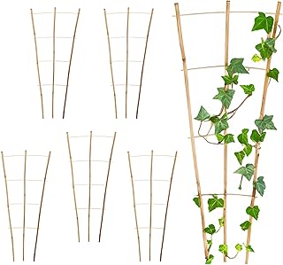 Bambus Rankgitter 75 x 35 cm Natur – 6er Set – Holz Kletterhilfe konisch für Rankpflanzen – Bamb…