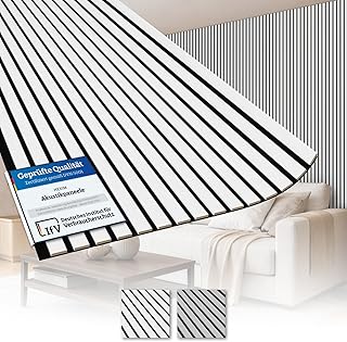 AKUSTIKO Lamella Akustikpaneele 4 Stück 280x60cm – flexible Filz MDF Wandpaneele fugenlos – übe…