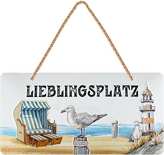 LANOLU retro Blechschild Lieblingsplatz, maritimes Gartenschild Vintage Shabby Chic, wetterfestes…
