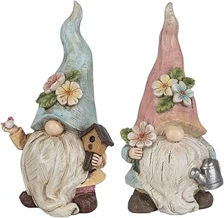 Ideen mit Herz Deko-Figuren Wichtel | Paar mit Gießkanne & Vogelhaus | Garten-Zwerg | Frühjahrs…