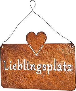 levandeo Schild Lieblingsplatz 25x16cm Herz Garten-Deko Rost Rostdeko Türschild Wandbild Schrift…