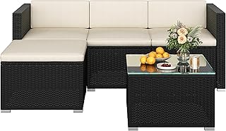 Yaheetech 5er Gartenmöbel Set Balkonmöbel Set aus PE-Rattan Wetterfest Terassenmöbel Außen mi…
