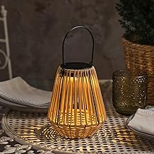 Lights4fun „Hygge“ Solar Bambus-Laterne | mit warmweißen LEDs | Solarbetrieb Sonnenenergie | Som…