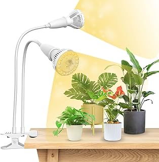 SANSI LED Pflanzenlampe für Zimmerpflanzen, 20W (300W Äquivalent) Vollspektrum 2-Kopf Clip On W…