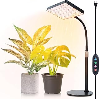 FRGROW Tischplatte Pflanzenlampe LED mit 4/8/12/16/20 Hr Timer, 25 Watt Vollspektrum Pflanzenlich…