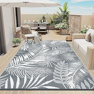 Enyhom Outdoor Teppich Wetterfest 270 x 360 cm, Wendbarer Bodenmatte Kunststoff Terrassenteppich …
