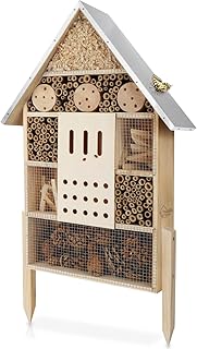 WILDLIFE HOME Insektenhotel XXL Stehend Bienenhotel mit Standfuß 79 cm & Metalldach I Groß Wild…
