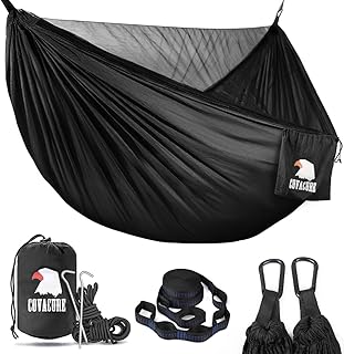 COVACURE Hängematte Outdoor Hängematte mit Moskitonetz – 350kg Belastbarkeit für 2 Personen 29…