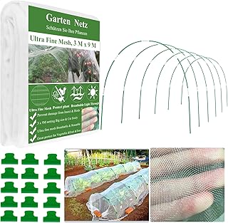 Gartennetz Set- 36Pcs Pflanztunnel Bögen mit Netz 3X9m hochbeet Abdeckung,Folientunnel für Pfla…