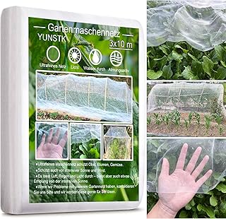 YUNSTK Insektenschutznetz 3x10m Gemüsenetz Garten Feinmaschig, Gemüseschutznetz Pflanzenschutzn…