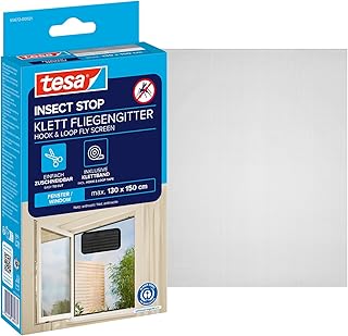 tesa Insect Stop Klett Fliegengitter für Fenster – Insektenschutz mit Klettband, zuschneidbar – …