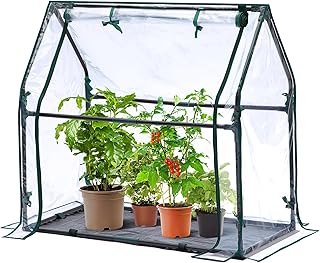 Ohuhu Mini Gewächshaus Zimmergewächshaus PVC Foliengewächshaus mit wasserdichte Matte, Tomaten…