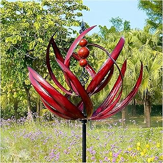 Metall Windrad für Garten, Windrad Garten Lotus Windspiel Windmühle Wetterfest Und Standfest Wi…