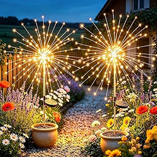yowin Solarlampen für Außen Garten 2 Stück 120 LED Solarleuchten Gartenstecker, IP65 Wasserdic…