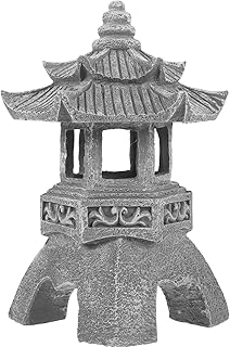 IMIKEYA Japanische Steinlaterne Gartendeko Pagode Solar Japanische Gartenlaterne Statue H 26 cm I…